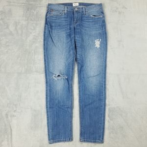 Hudson Jeans Womens 26 Krista Super Skinny Crop Low Rise Light Wash Y2K Holes